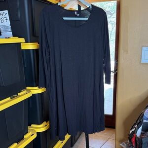 42pops Black 3/4 Sleeve 2 Pocket Swing Tunic Dress Size 2X